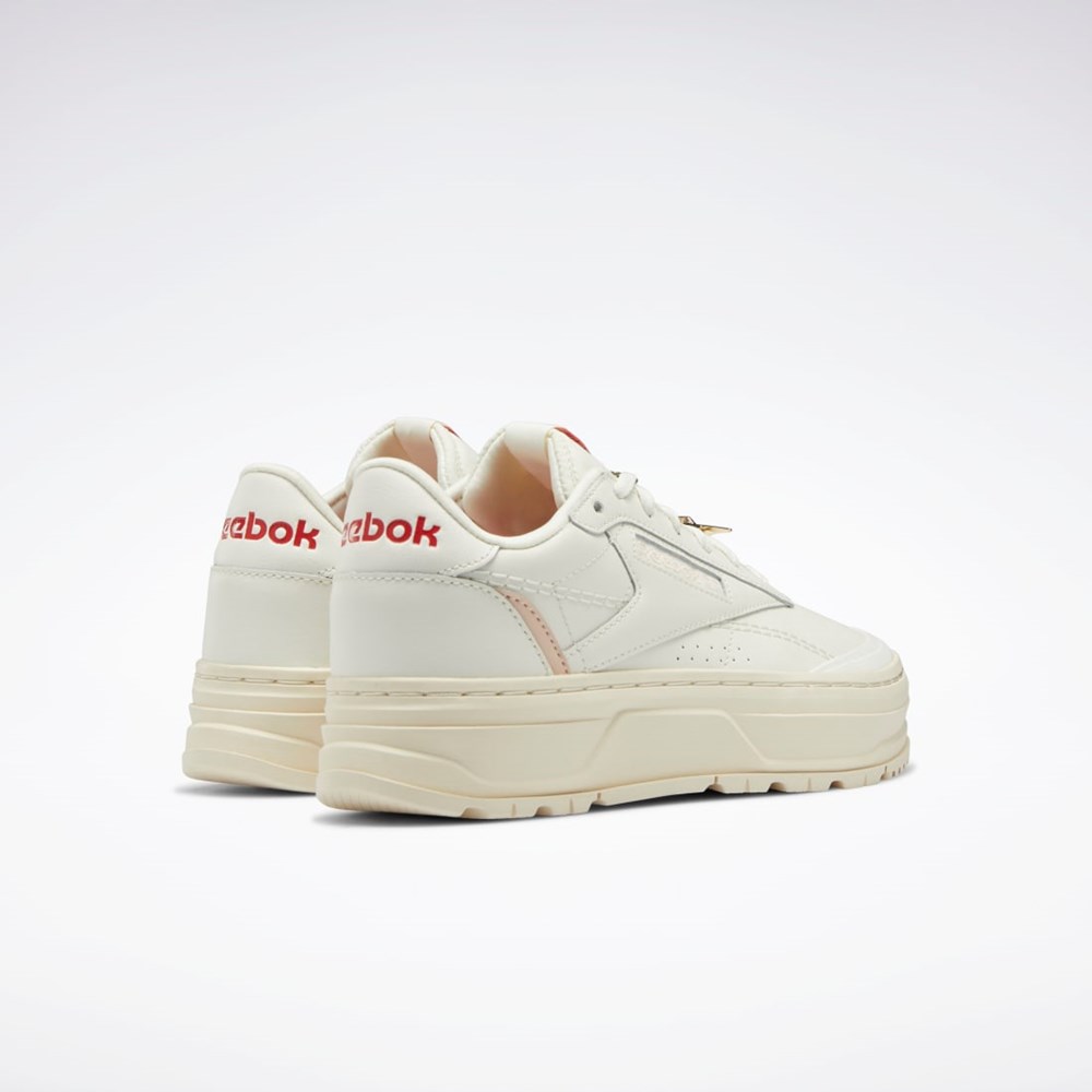 Reebok Club C Double GEO Shoes Chalk / Alabaster / Soft Ecru | PEAKU4852