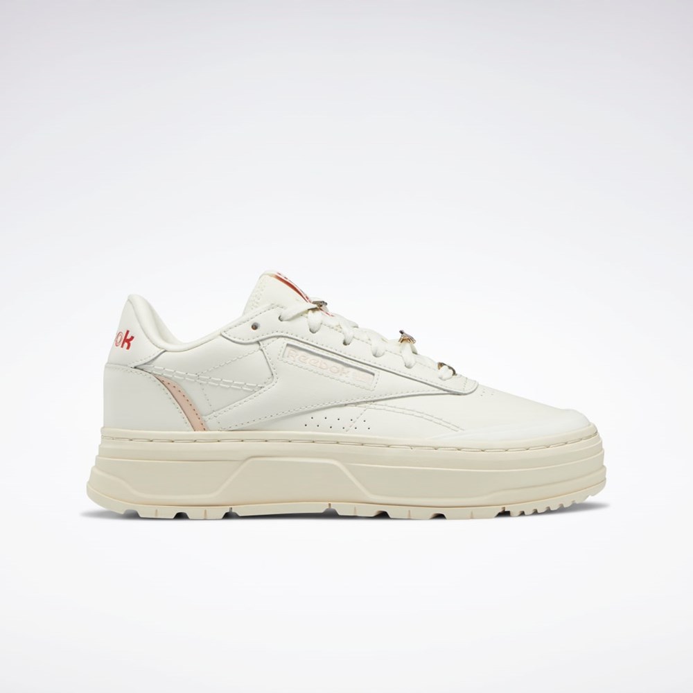 Reebok Club C Double GEO Shoes Chalk / Alabaster / Soft Ecru | PEAKU4852