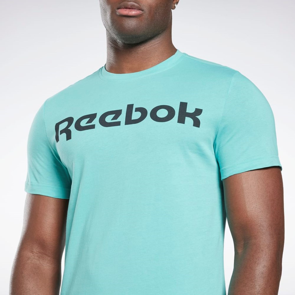 Reebok Grafika Series Linear Logo Tee Semi Classic Teal | JHIDZ8392