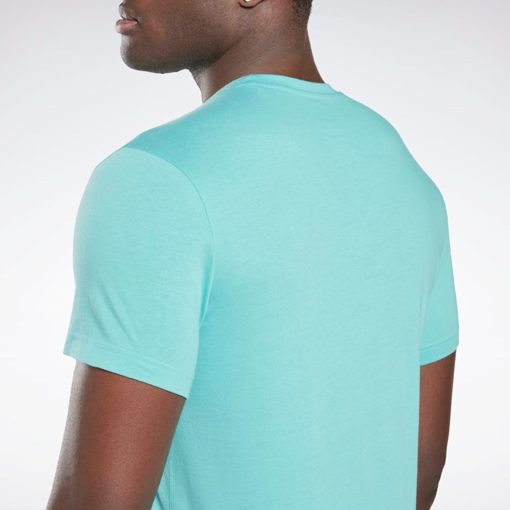 Reebok Grafika Series Linear Logo Tee Semi Classic Teal | JHIDZ8392