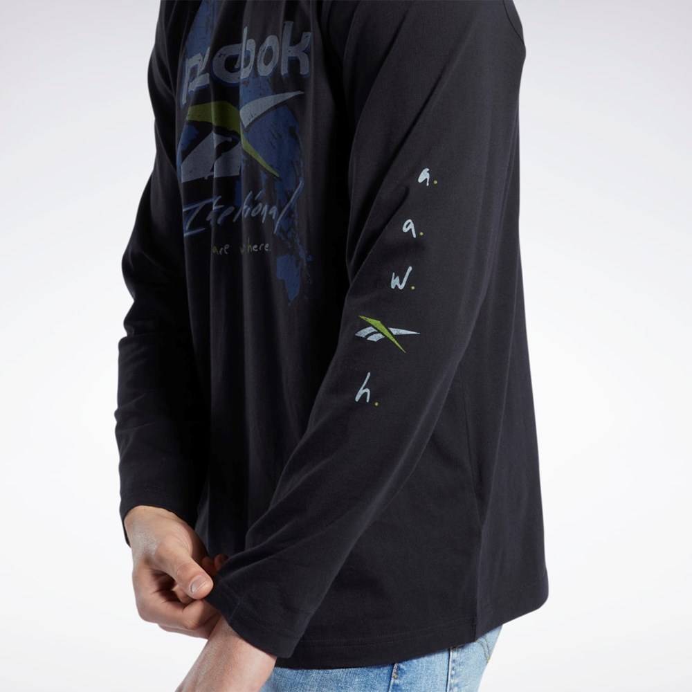 Reebok Grafika Series Pre-Season Long Sleeve T-Shirt Čierne | KBLSO2658