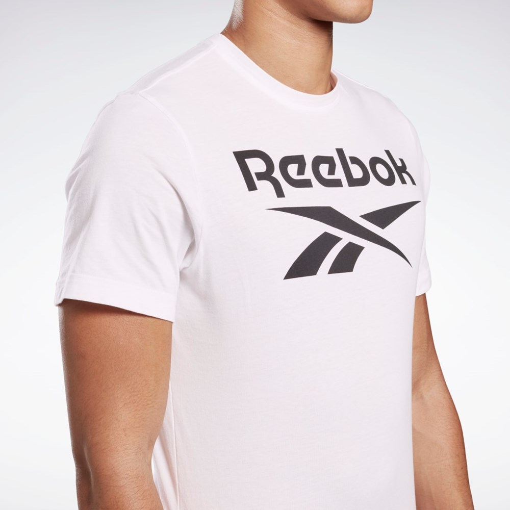 Reebok Grafika Series Reebok Stacked Tee Biele | VAWFN0439