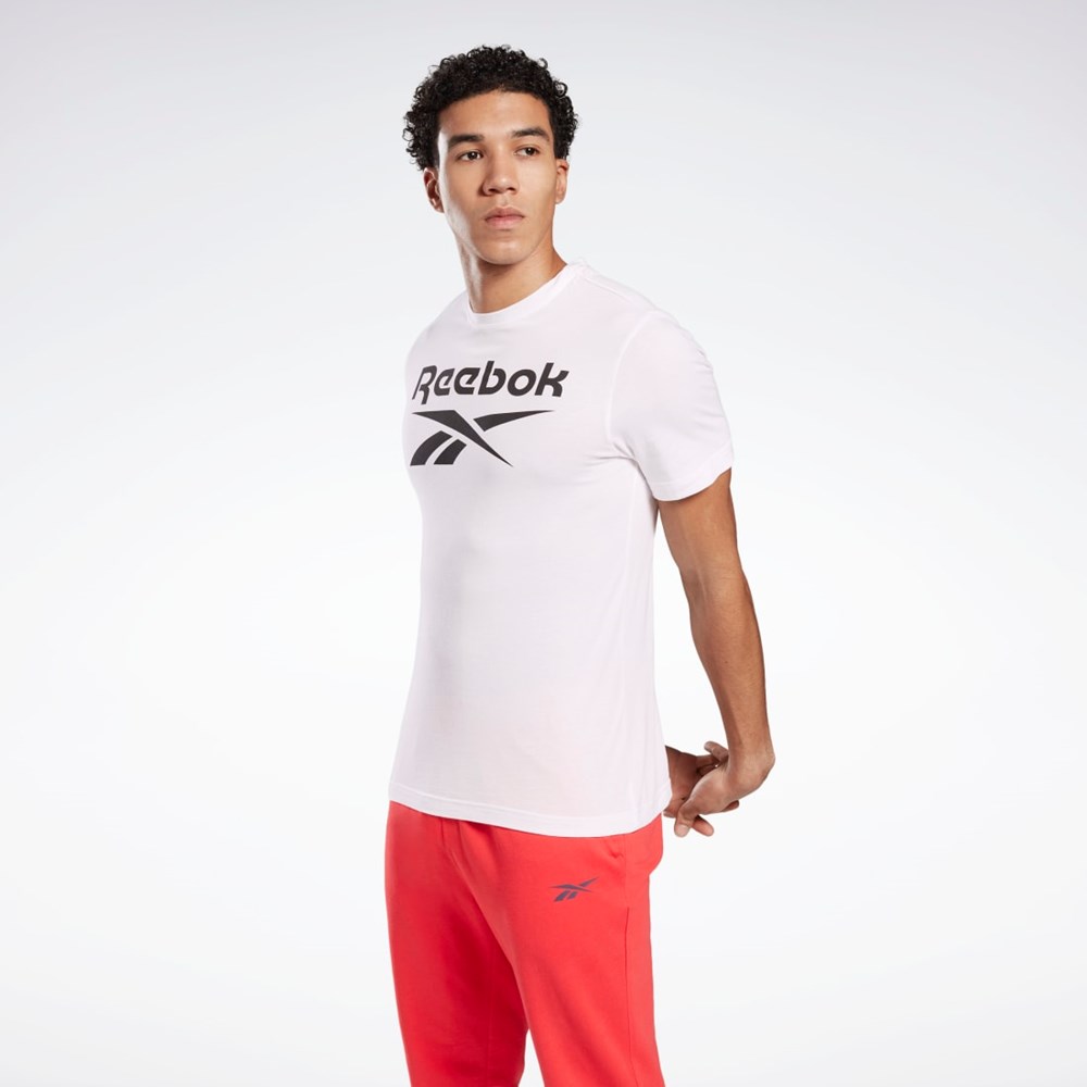 Reebok Grafika Series Reebok Stacked Tee Biele | VAWFN0439