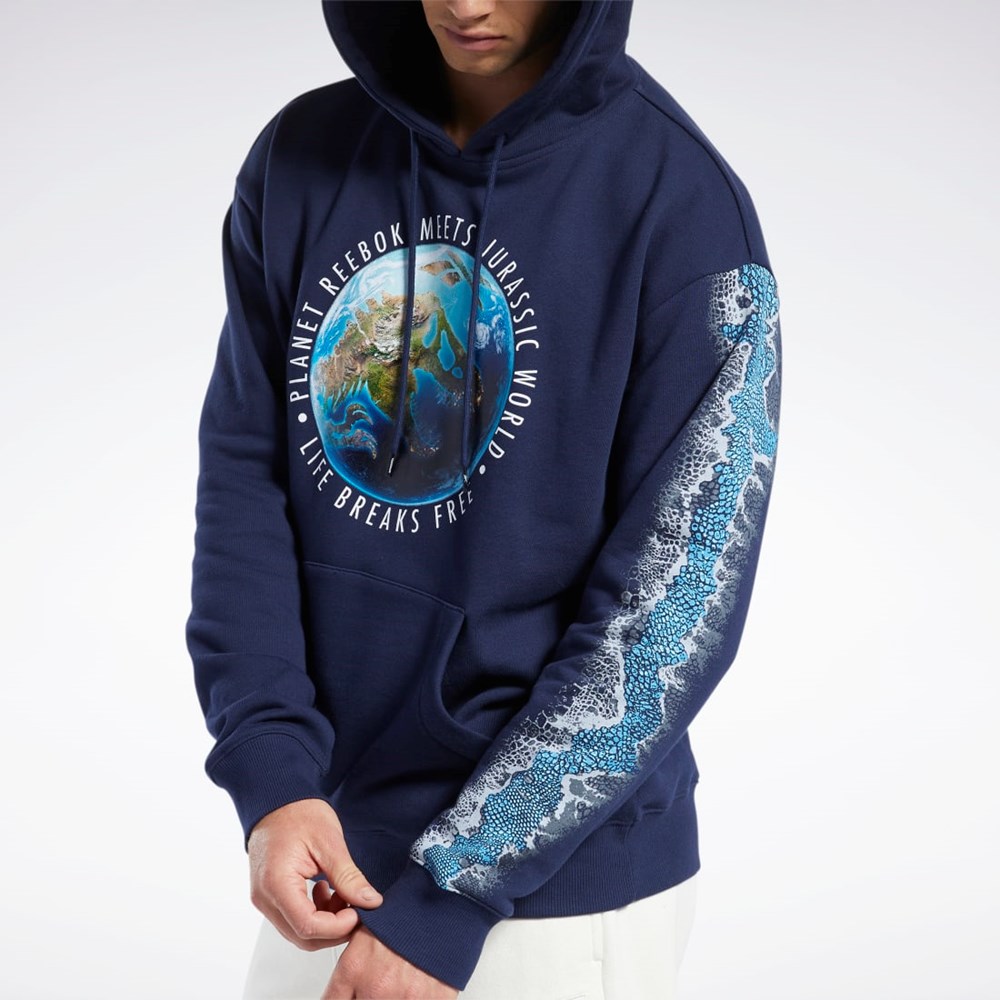 Reebok Jurassic World Grafika Hoodie Námornícka Modrá | QLUYD8617