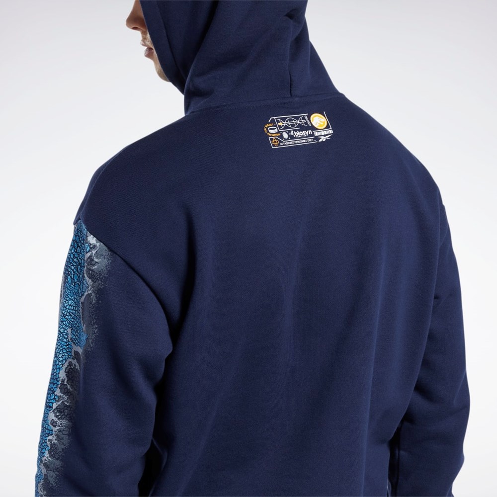 Reebok Jurassic World Grafika Hoodie Námornícka Modrá | QLUYD8617