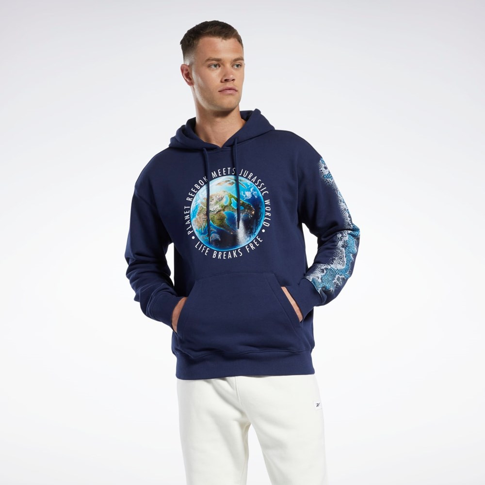 Reebok Jurassic World Grafika Hoodie Námornícka Modrá | QLUYD8617