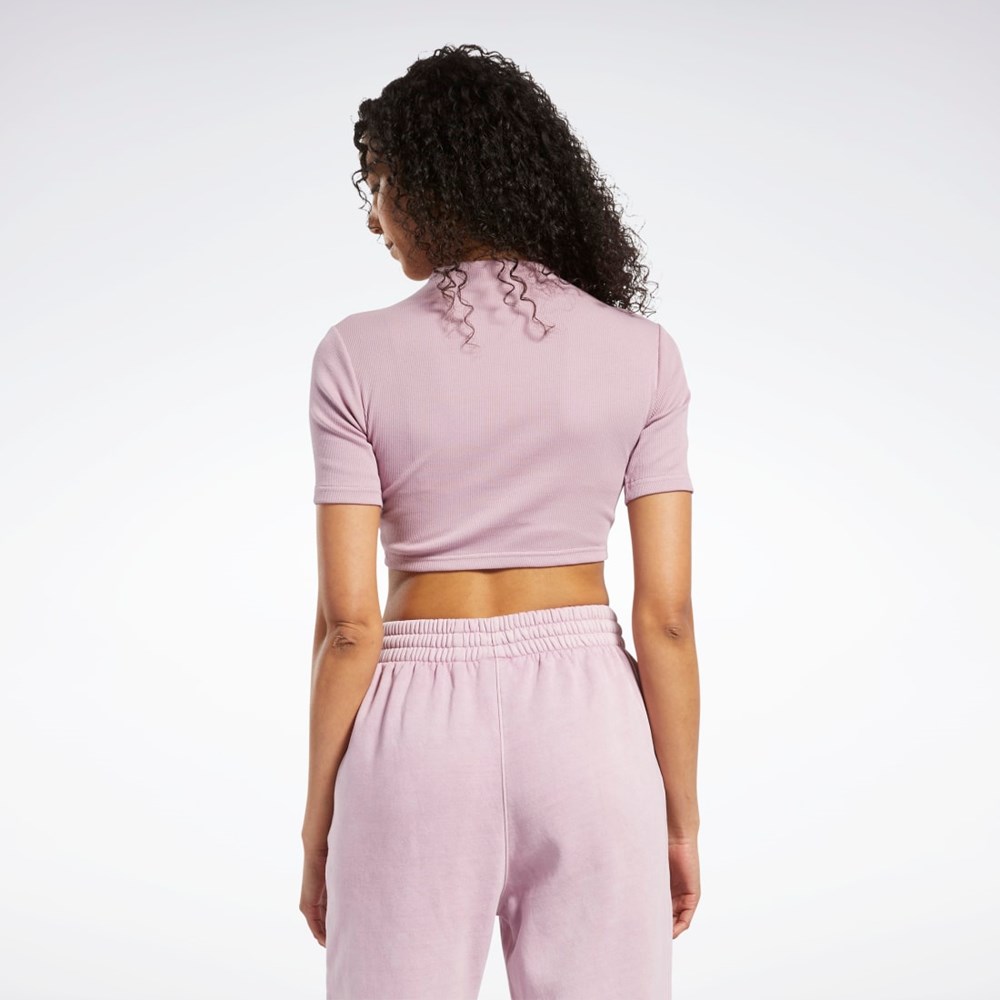 Reebok Kratke Sleeve Rib Tight Shirt Infused Lilac | NTRKC0871