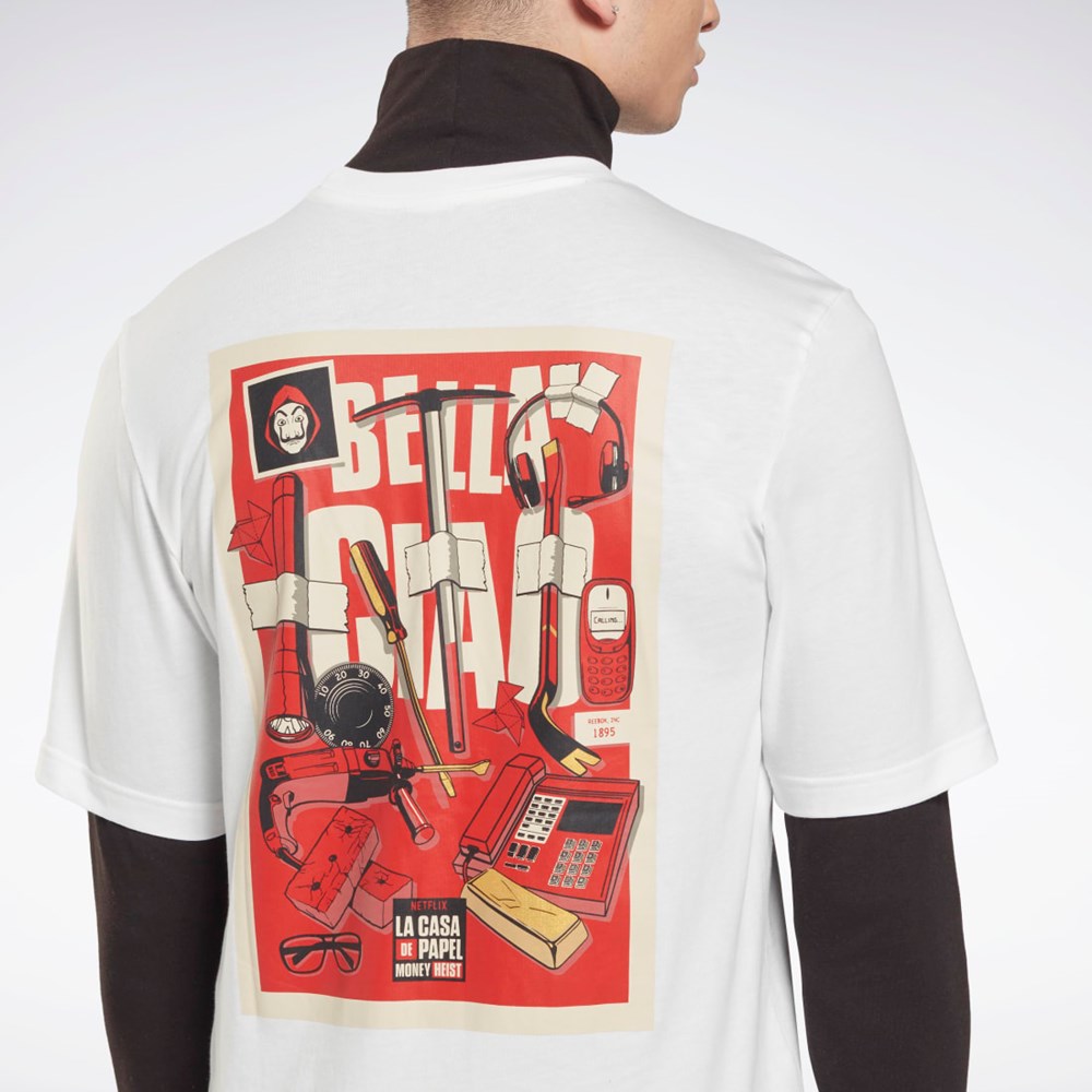 Reebok La Casa De Papel T-Shirt Biele | WDQJA7236