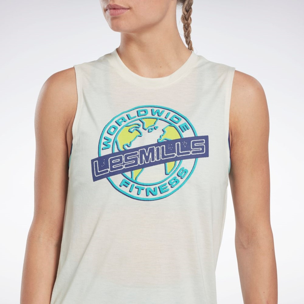 Reebok Les Mills® Grafika Muscle Tank Top Biele | GLYUA1860