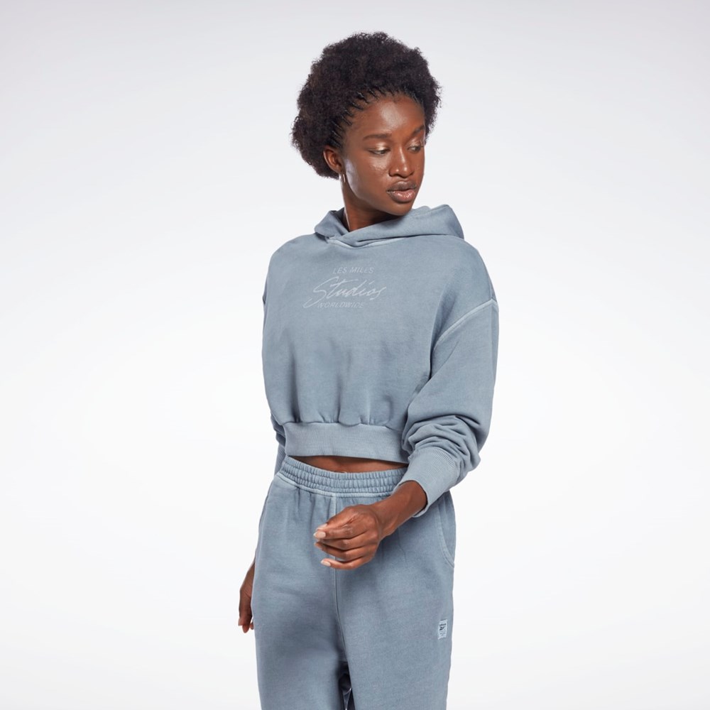 Reebok Les Mills® Natural Dye Crop Hoodie Siva | AYEXK2914