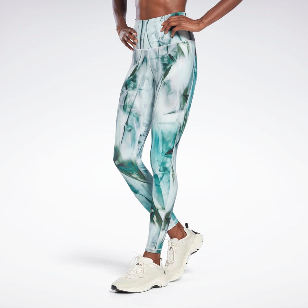 Reebok Lux Bold High-Waisted Liquid Abyss Print Tights Svetlo | AXJLF3015