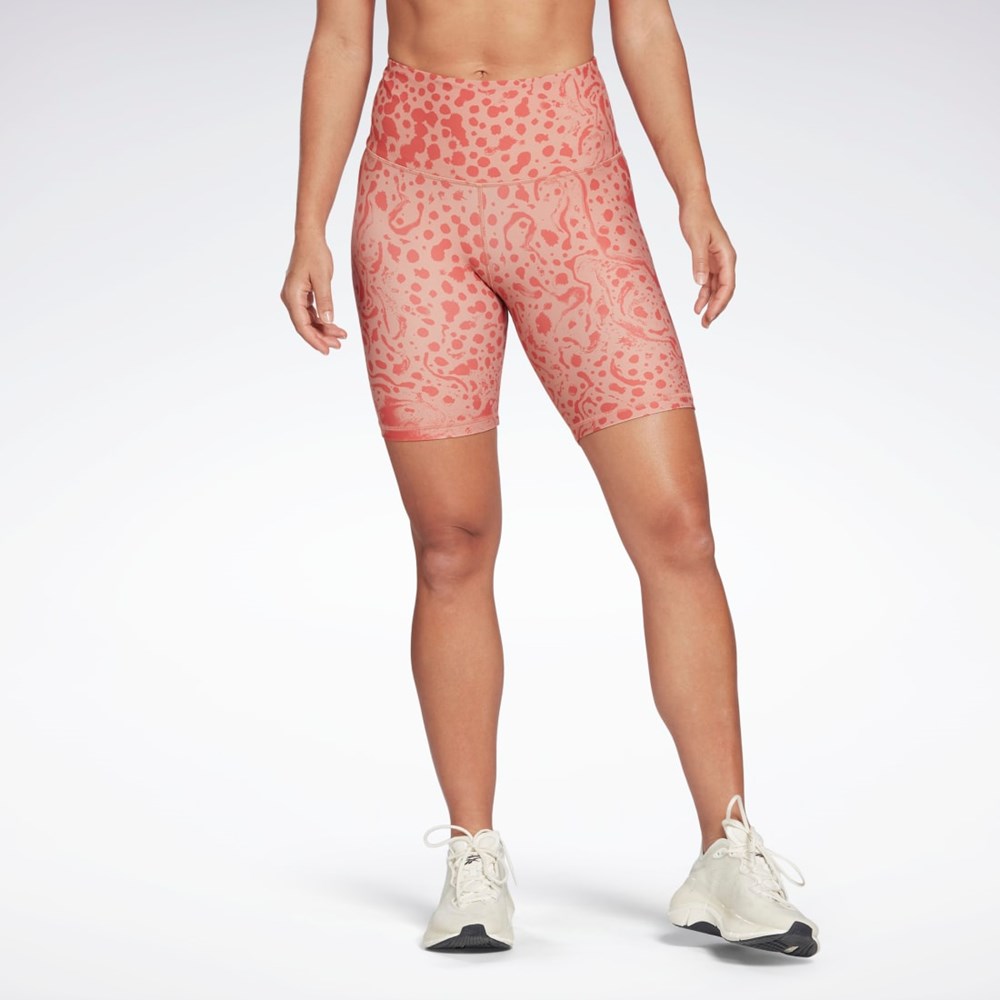 Reebok Lux Bold High-Waisted Modern Safari Print Shorts Koralove | ITUZF0758