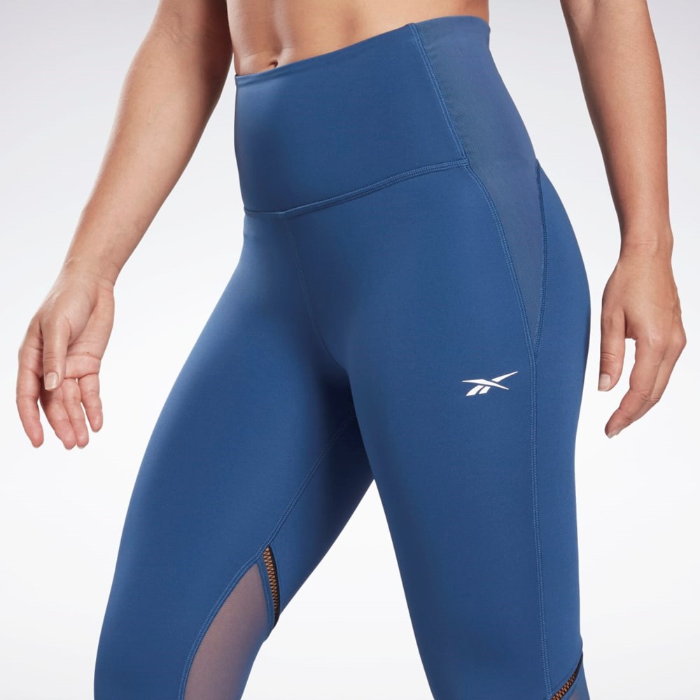 Reebok Lux Perform Perforated Leggings Modre | ZOIMF9516