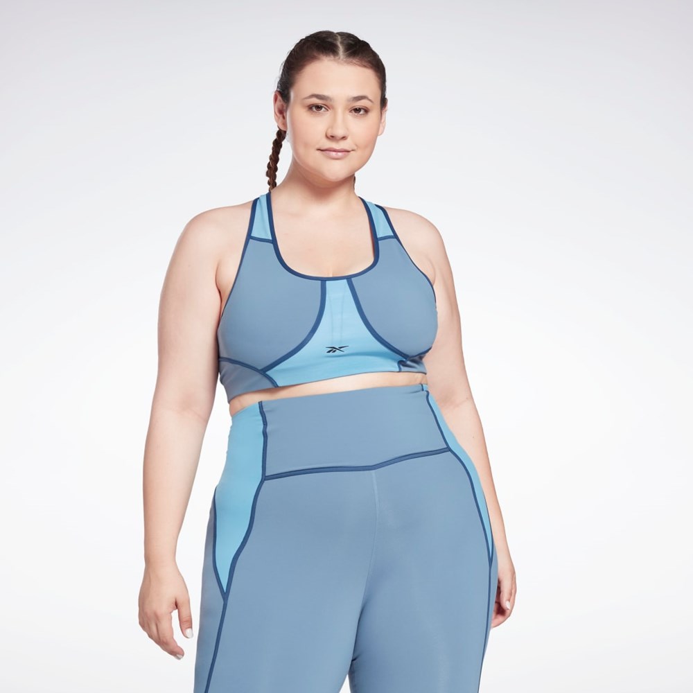 Reebok Lux Racer Polstrované Colorblocked Bra (Plus Size) Modre | ZXBYI2356