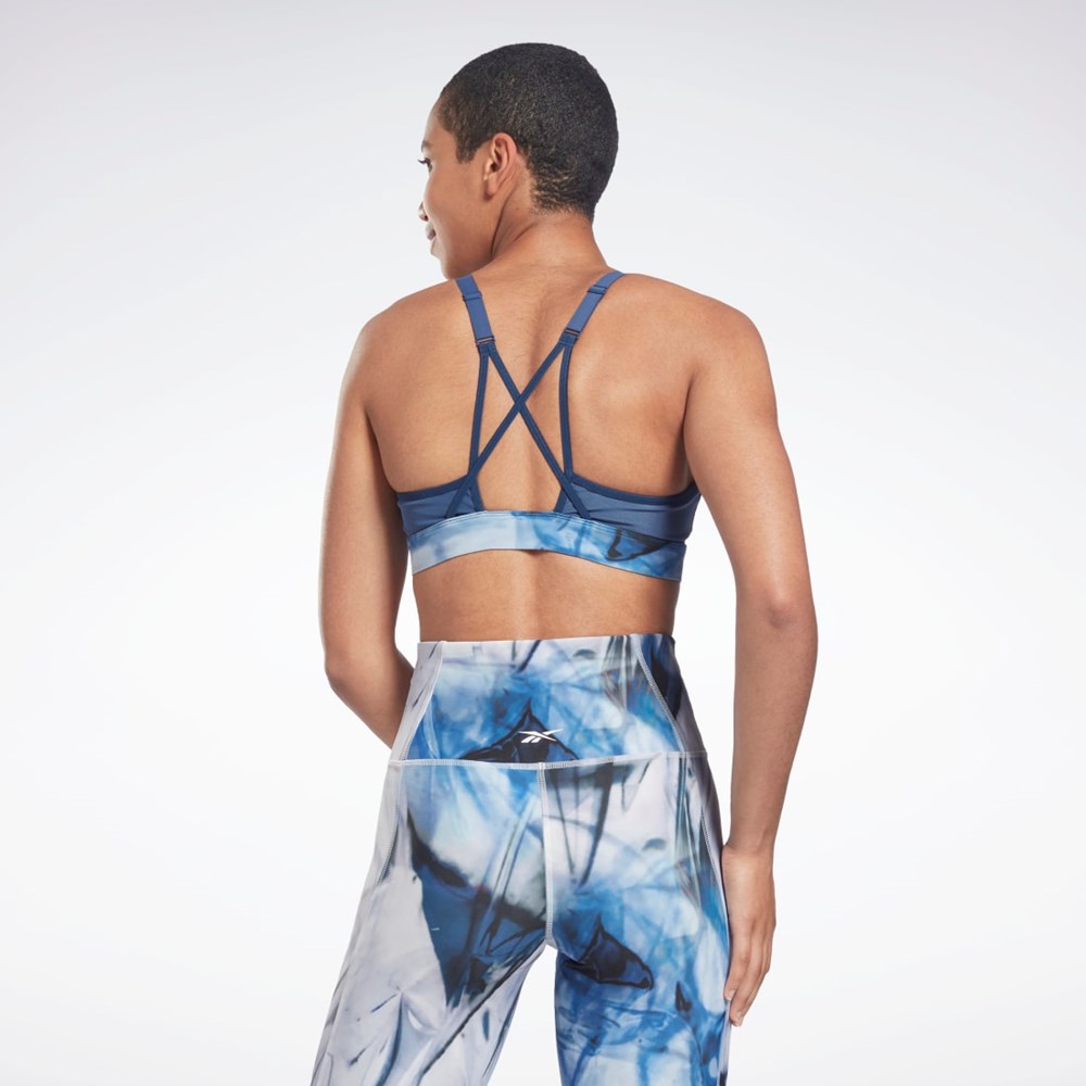 Reebok Lux Remienkové Liquid Abyss Print Sports Bra Modre | ZUODM0519