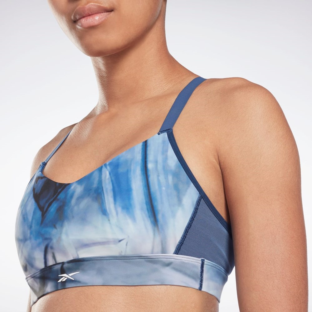 Reebok Lux Remienkové Liquid Abyss Print Sports Bra Modre | ZUODM0519