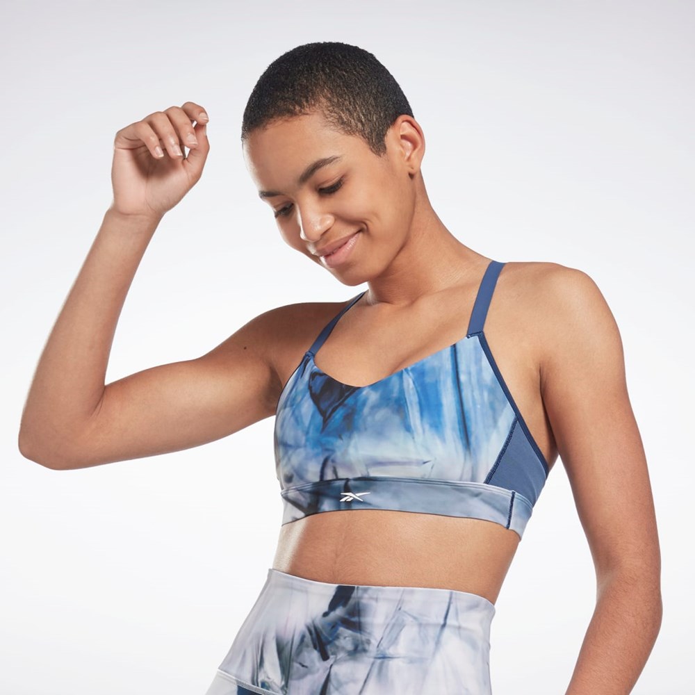 Reebok Lux Remienkové Liquid Abyss Print Sports Bra Modre | ZUODM0519