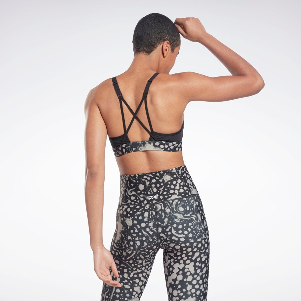 Reebok Lux Remienkové Modern Safari Print Sports Bra Čierne | RIZAO3657