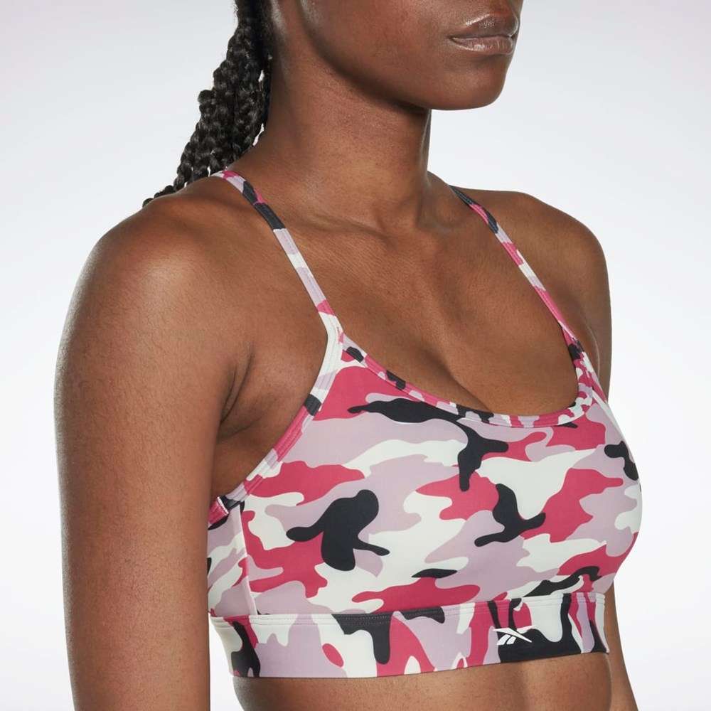 Reebok Lux Vychudnutý Remienkove Camo Print Sports Bra Ruzove | QHVJZ8971