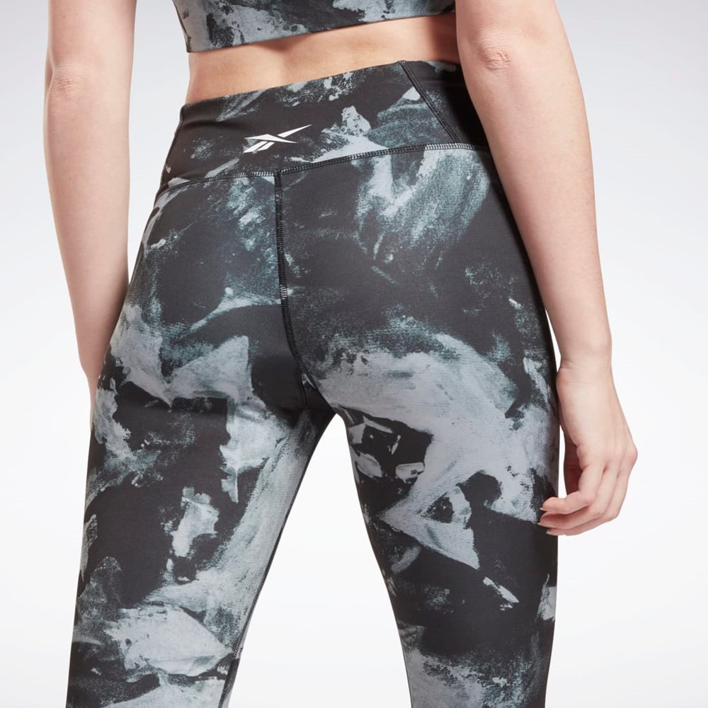 Reebok MYT Printed Leggings Čierne | EAVMB0681