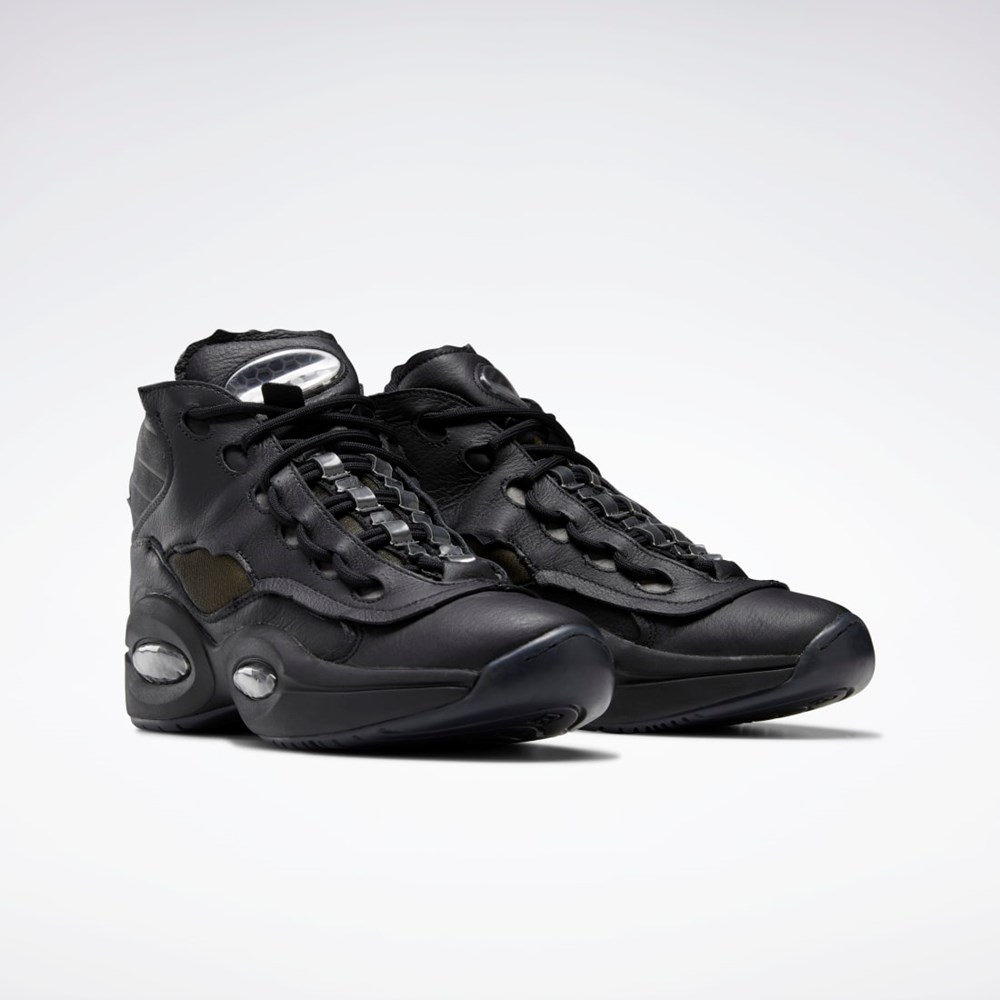 Reebok Maison Margiela Question Stredne Memory Of Basketball Shoes Čierne Biele Čierne | WANQO2304