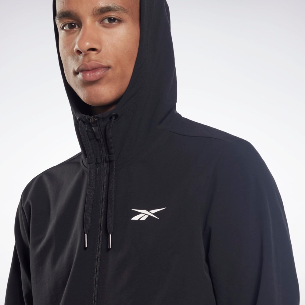 Reebok Performance Woven Zip Up Hoodie Čierne | HGCER1425