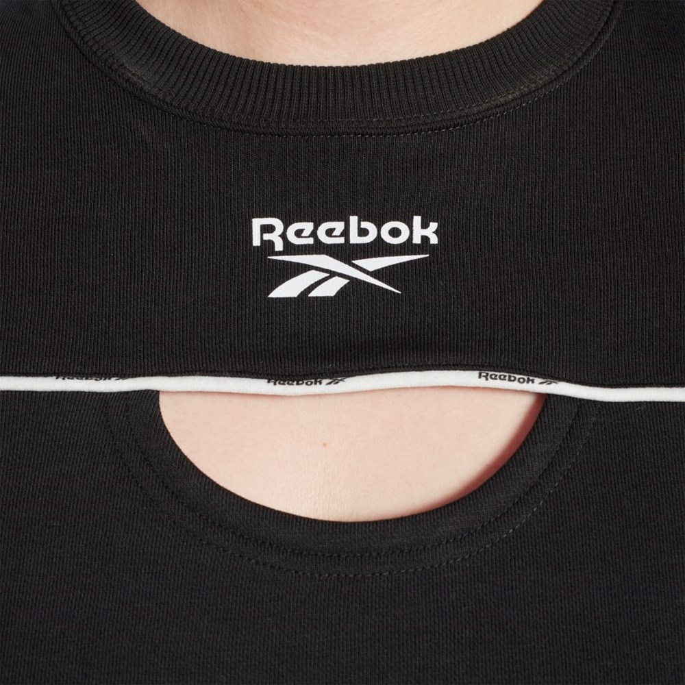 Reebok Piping Crewneck Sweatshirt (Plus Size) Čierne | EFTQK3564