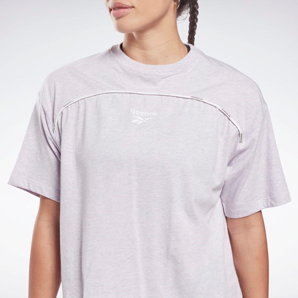 Reebok Piping T-Shirt Quartz Glow Mel | TKINU2186