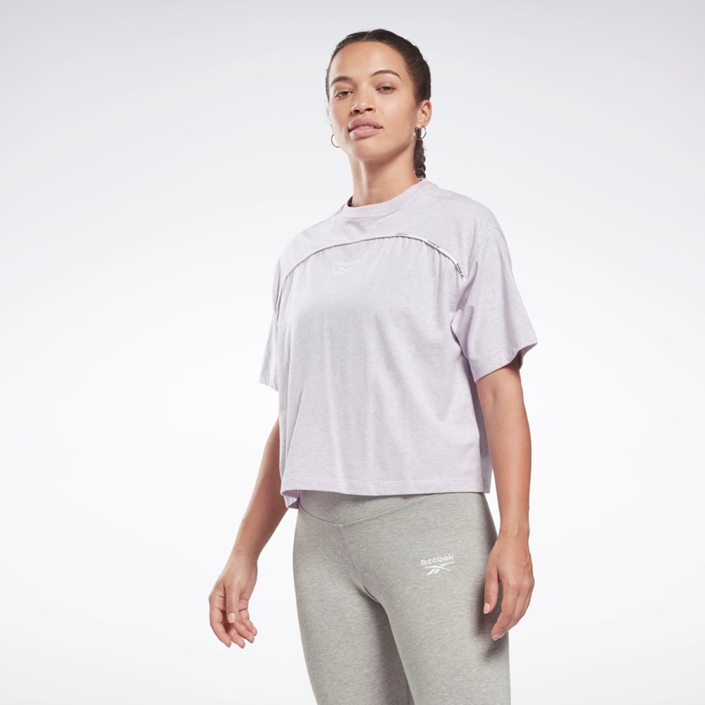 Reebok Piping T-Shirt Quartz Glow Mel | TKINU2186