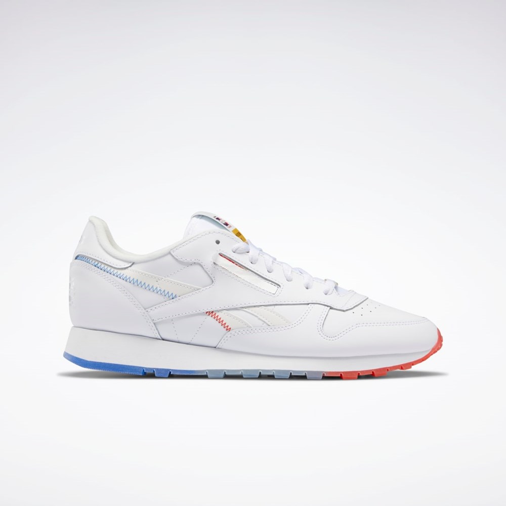 Reebok Popsicle Classic Leather Shoes Biele Modre Červené | QAIWN9135