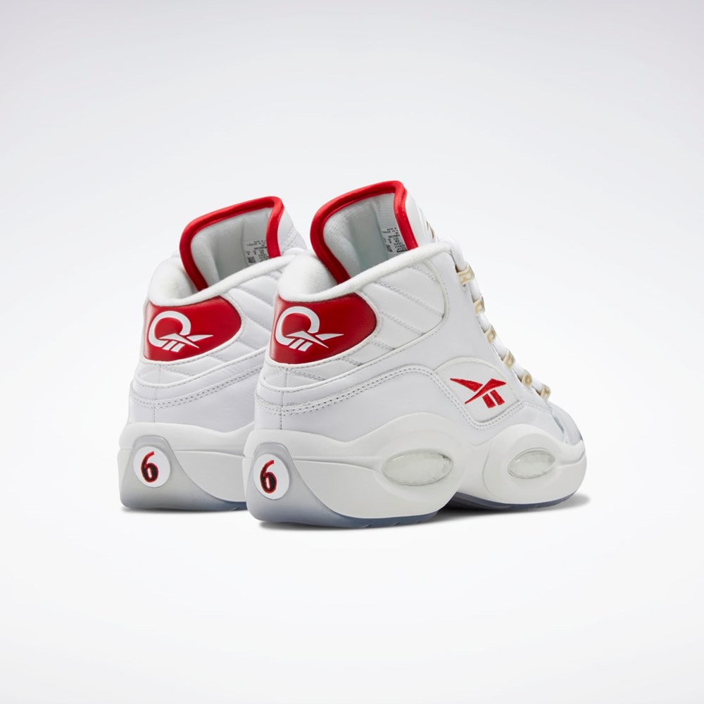 Reebok Question Stredne Basketball Shoes Biele Biele Červené | GCUVO3268