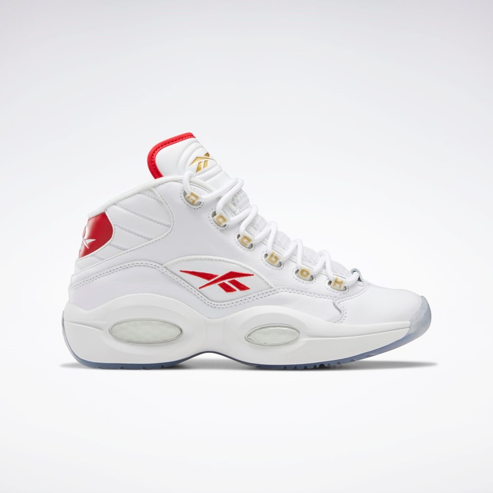 Reebok Question Stredne Basketball Shoes Biele Biele Červené | GCUVO3268