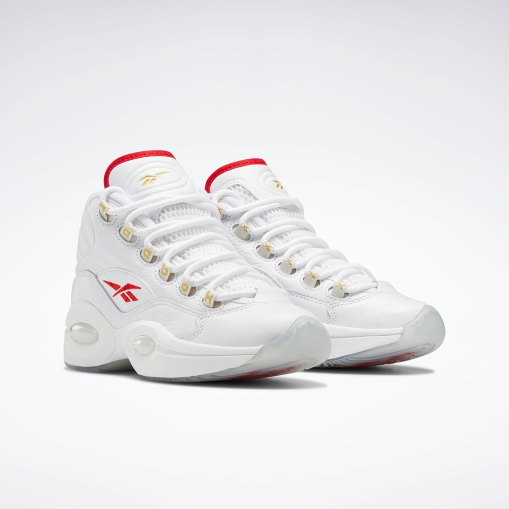 Reebok Question Stredne Shoes - Grade School Biele Červené Biele | QMPKY2708