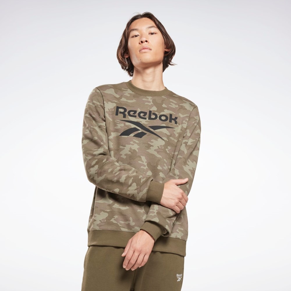 Reebok Reebok Identity Camo Big Logo Crew Sweatshirt Zelene | BCEGT4693