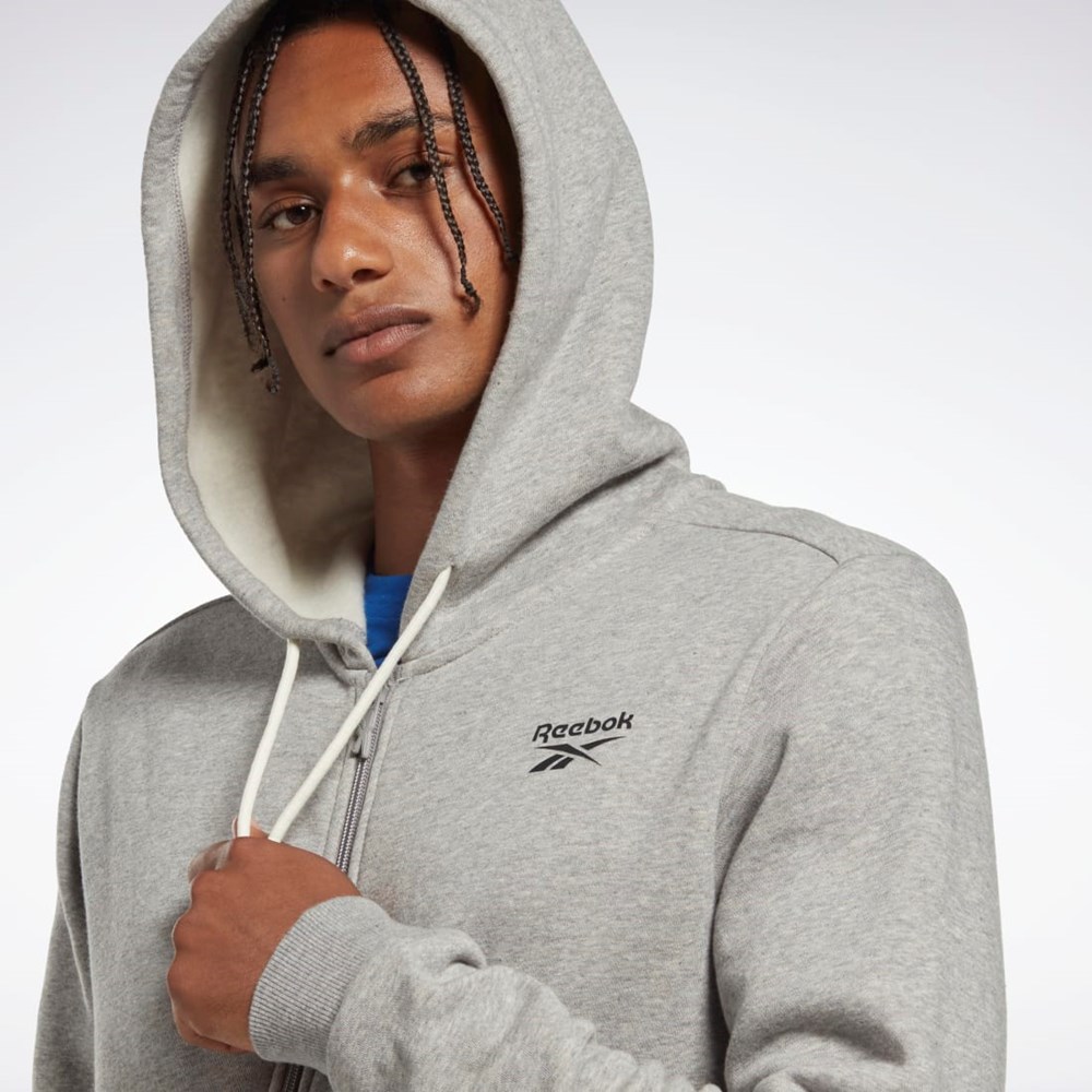 Reebok Reebok Identity Fleece Zip-Up Hoodie Siva | DMXAL6903