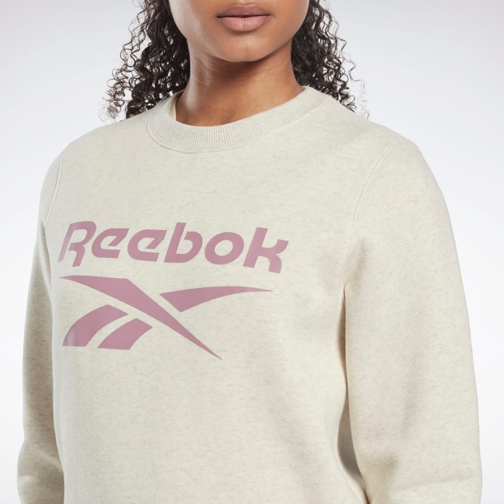 Reebok Reebok Identity Logo Fleece Crew Sweatshirt Biele | SJLZT2103