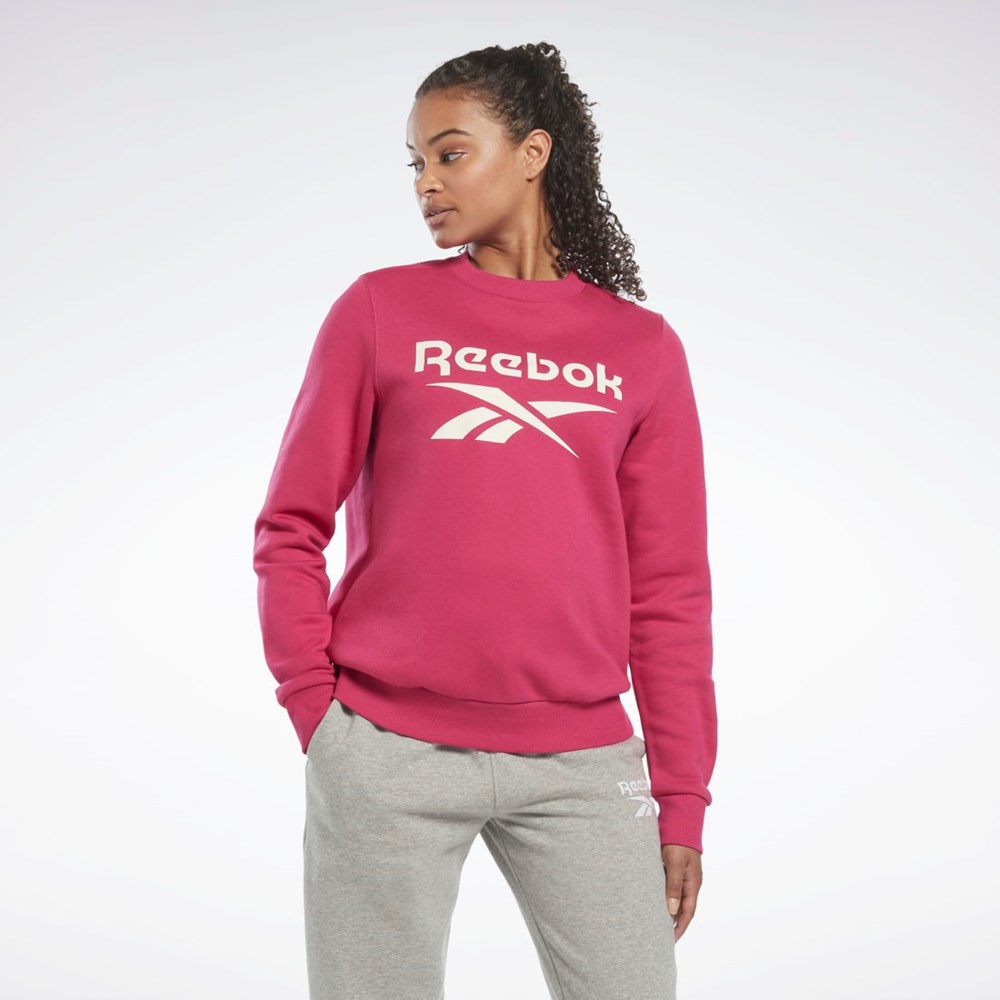 Reebok Reebok Identity Logo Fleece Crew Sweatshirt Ruzove | VWJBT4289