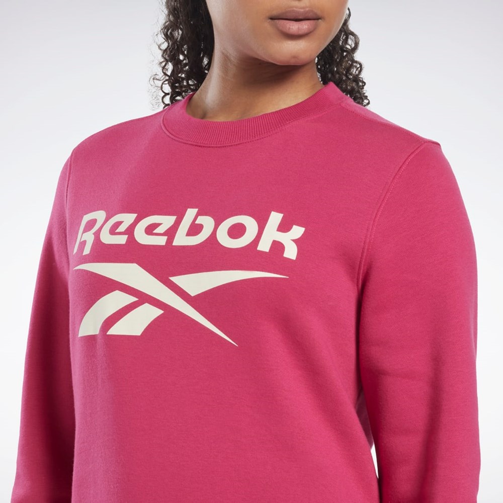 Reebok Reebok Identity Logo Fleece Crew Sweatshirt Ruzove | VWJBT4289