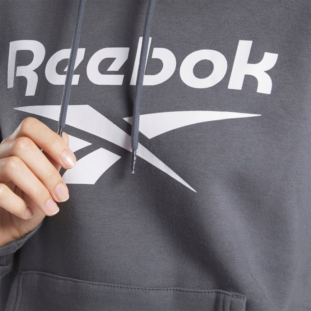 Reebok Reebok Identity Logo Fleece Pullover Hoodie Siva | CJFWA1052