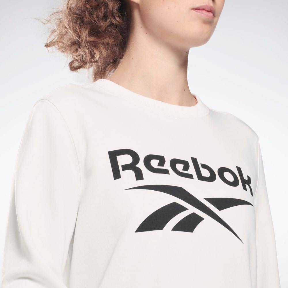 Reebok Reebok Identity Logo French Terry Crew Sweatshirt Biele Čierne | USLQZ7320