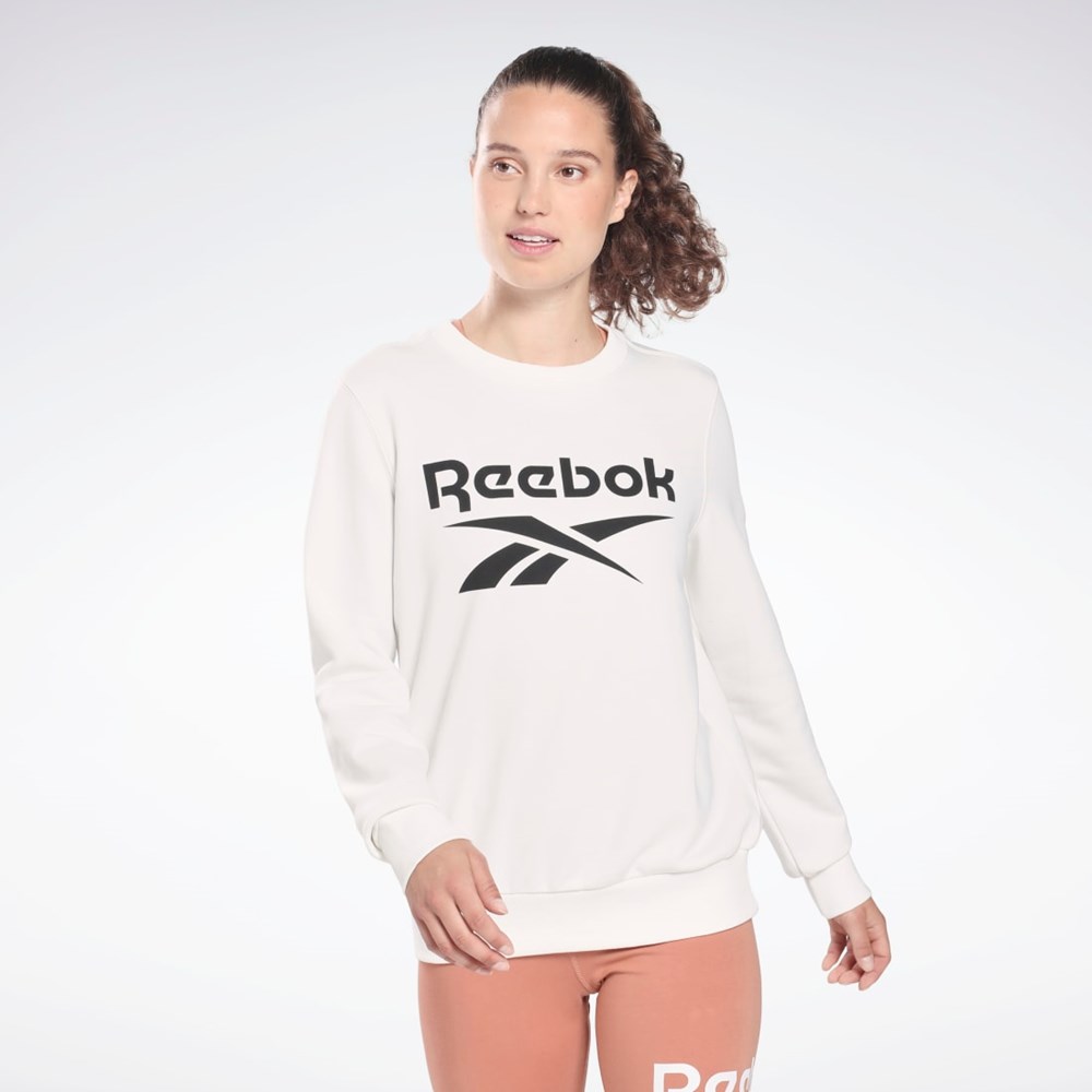 Reebok Reebok Identity Logo French Terry Crew Sweatshirt Biele Čierne | USLQZ7320