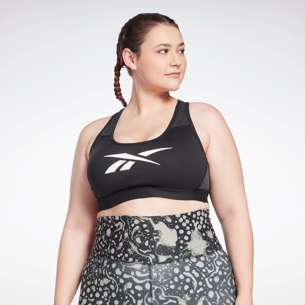 Reebok Reebok Lux Vector Racer Sports Bra (Plus Size) Čierne | BUXCH7624