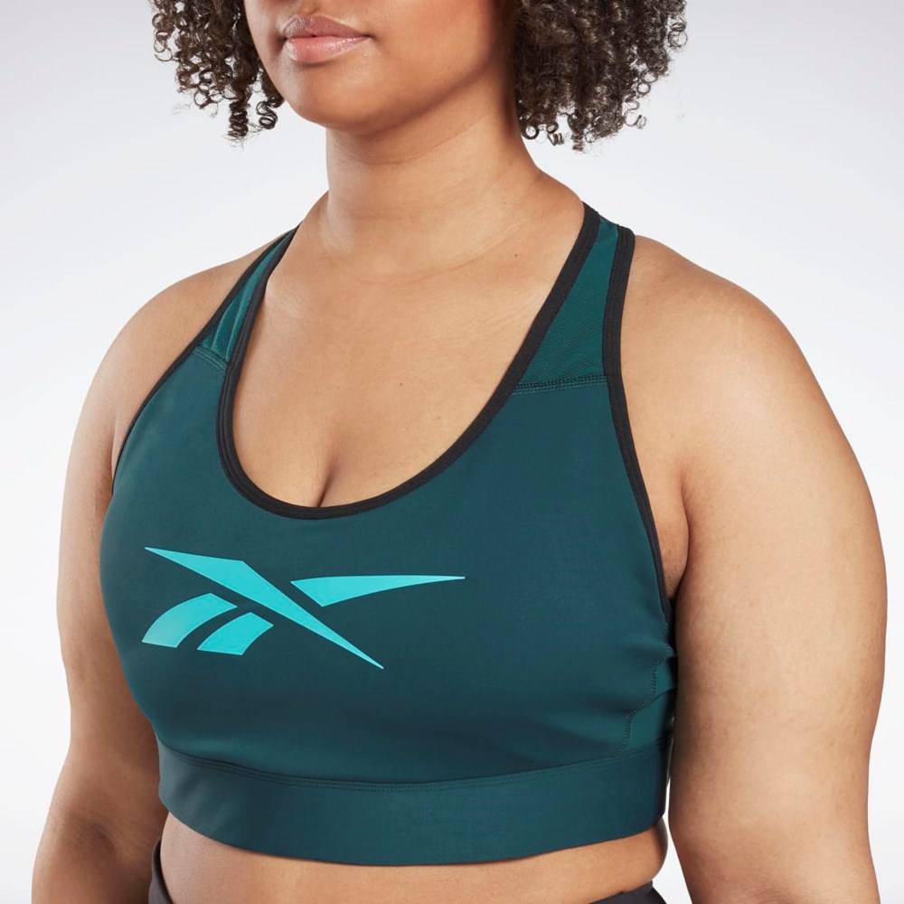 Reebok Reebok Lux Vector Racer Sports Bra (Plus Size) Zelene | BZXVW4581