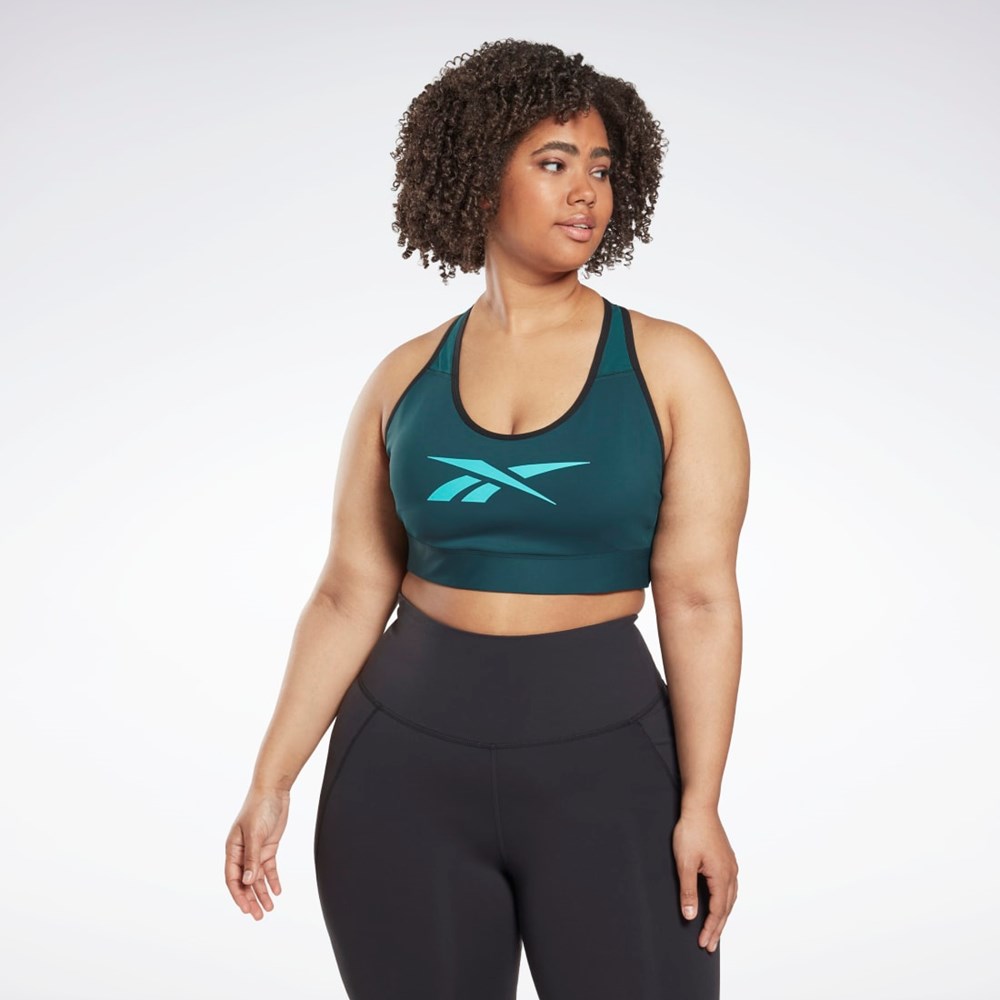 Reebok Reebok Lux Vector Racer Sports Bra (Plus Size) Zelene | BZXVW4581