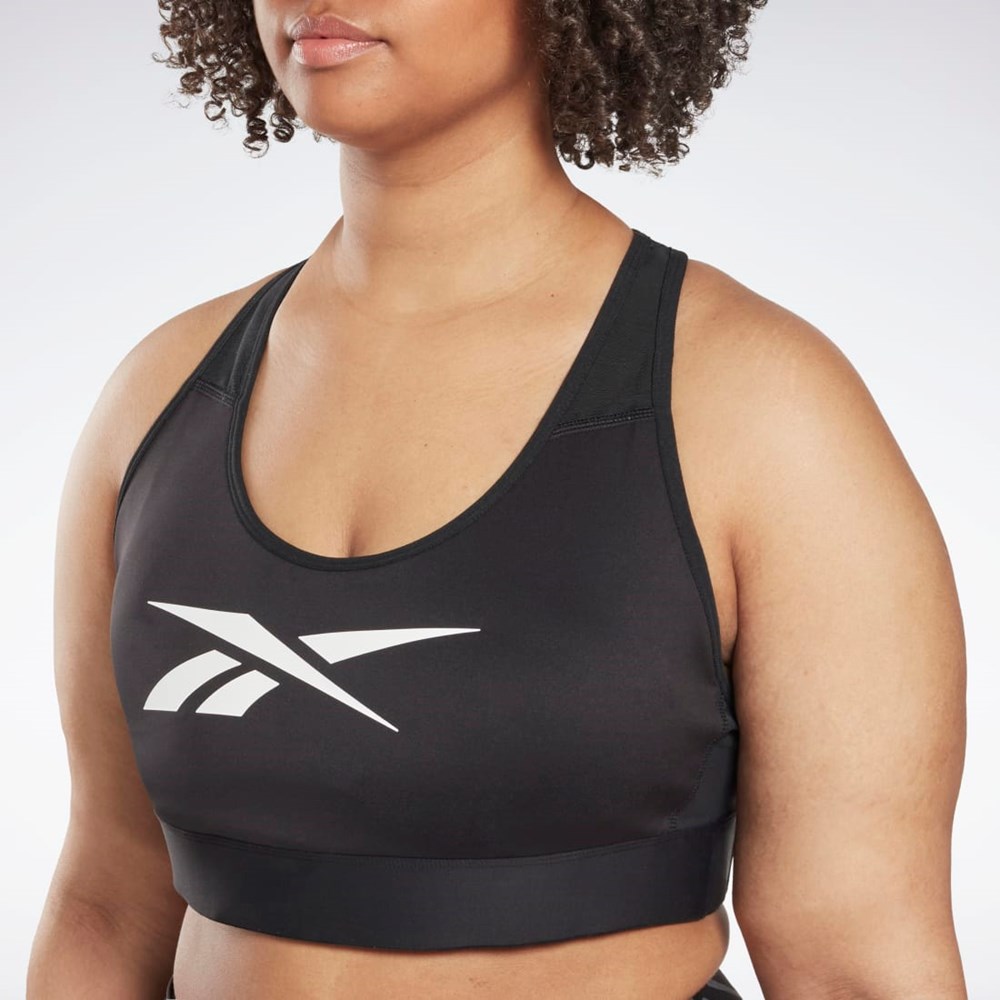 Reebok Reebok Lux Vector Racer Sports Bra (Plus Size) Čierne | OMUKZ8379