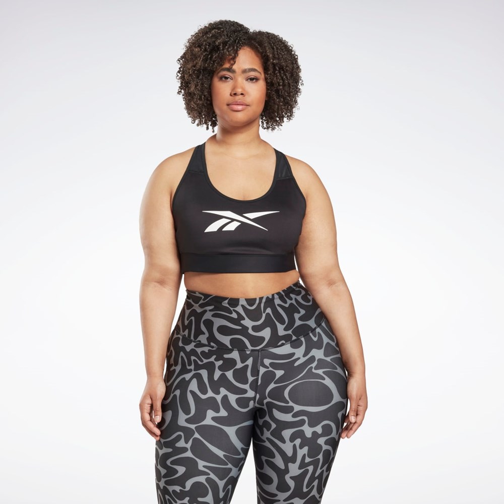 Reebok Reebok Lux Vector Racer Sports Bra (Plus Size) Čierne | OMUKZ8379