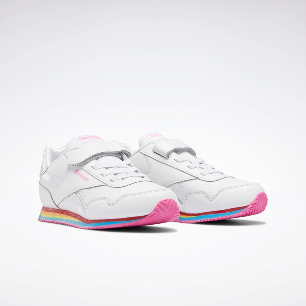 Reebok Reebok Royal CL Jog 3 1V Shoes - Preschool Biele Biele Ruzove | LIXGD0472