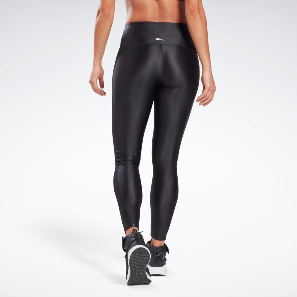 Reebok Shiny High-Rise Leggings Čierne | NGHFQ9561