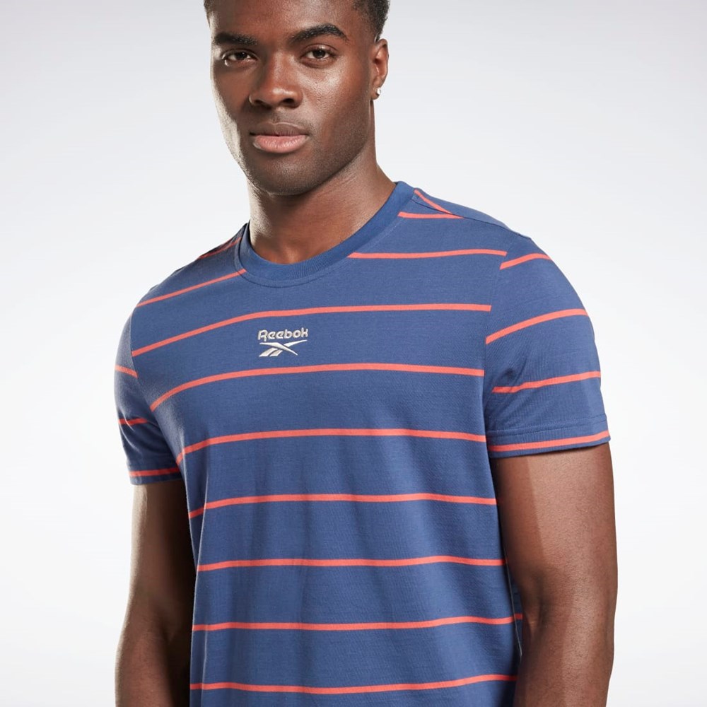 Reebok Stripe T-Shirt Modre | HXACI9605