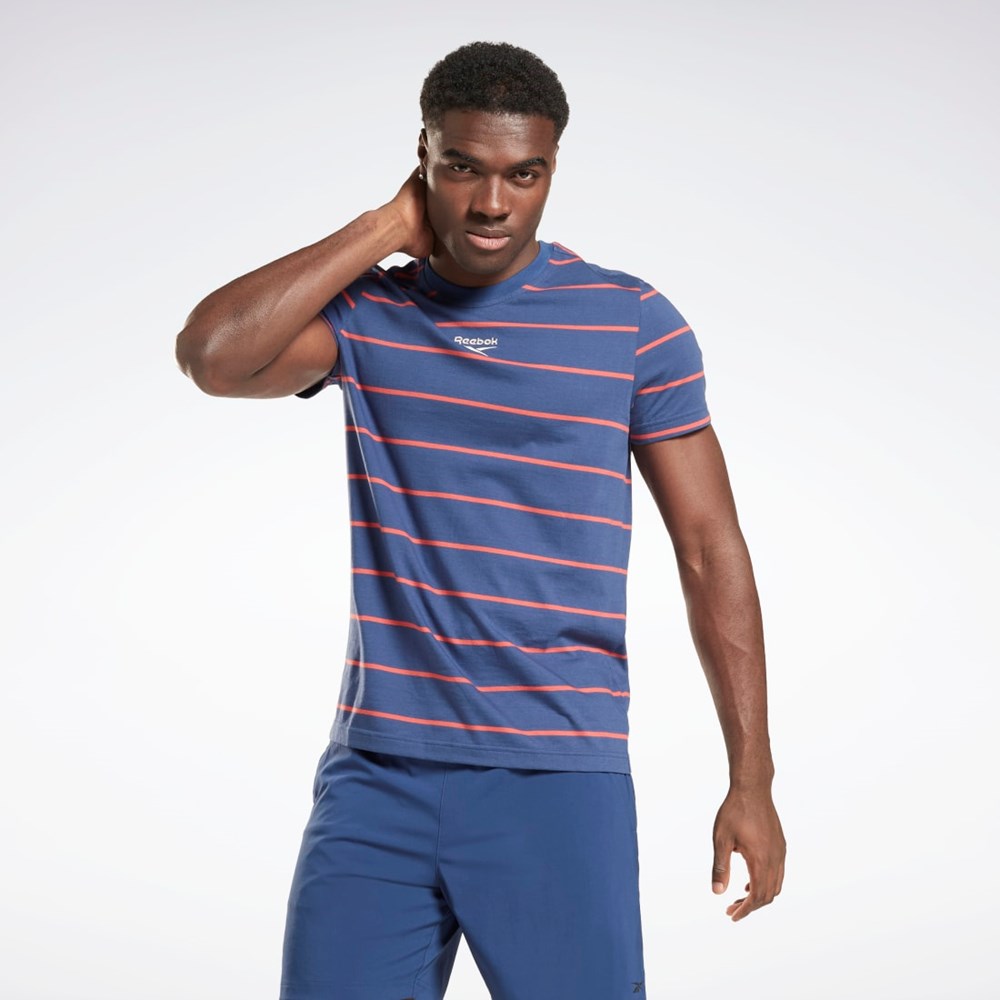 Reebok Stripe T-Shirt Modre | HXACI9605